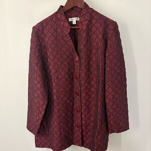 Coldwater Creek Burgundy Diamond Pattern Jacket